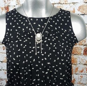 Ann Taylor Loft//Feather Pleated Print Tank Blouse